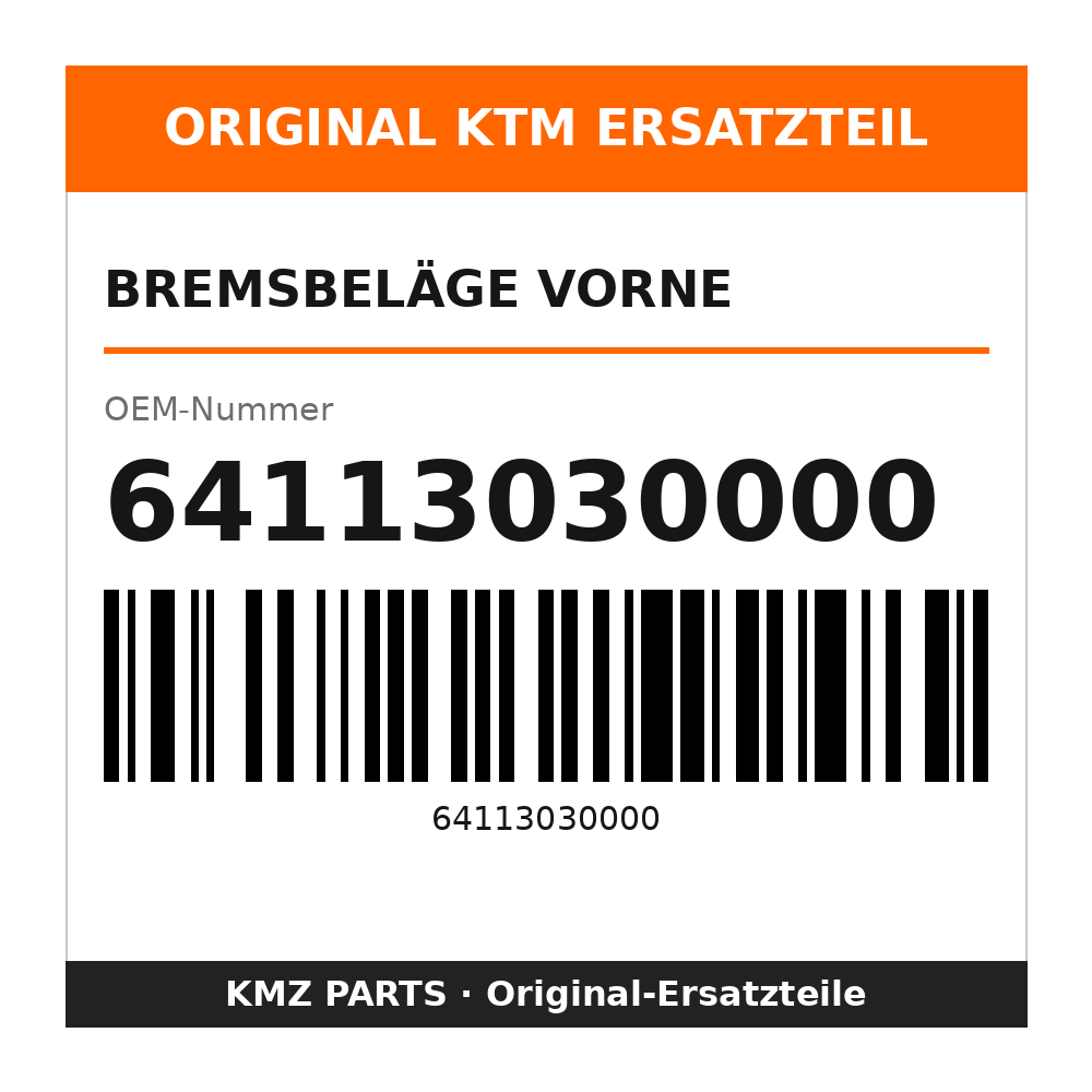 KTM Bremsbeläge vorne 64113030000