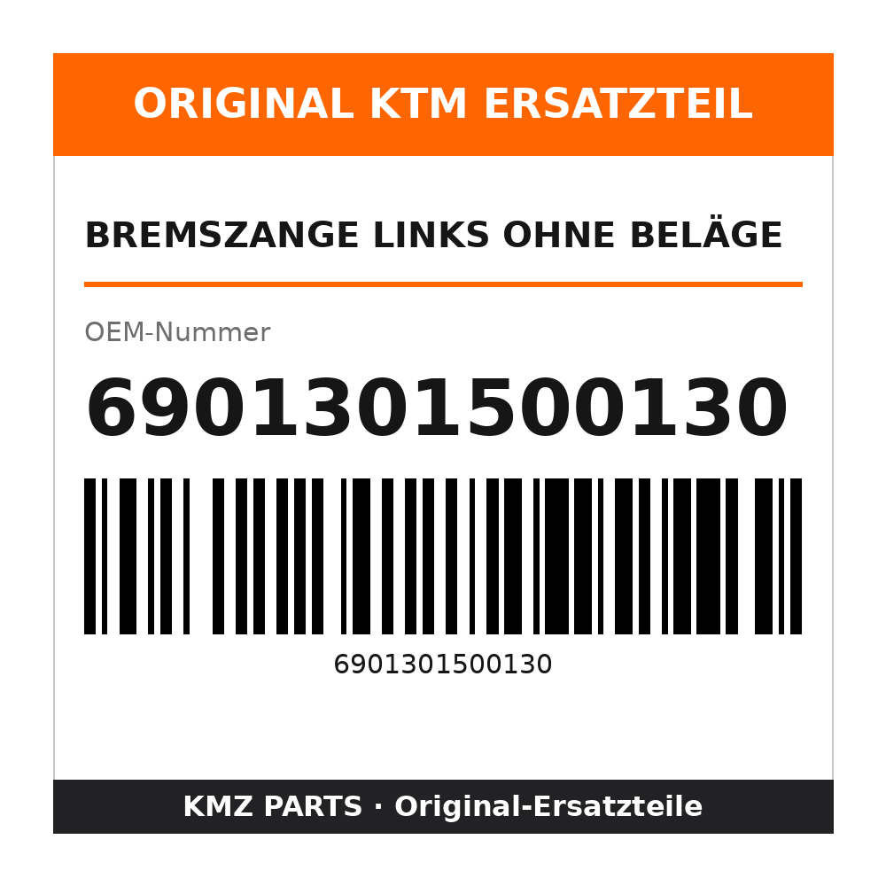KTM Bremszange links ohne Beläge 6901301500130