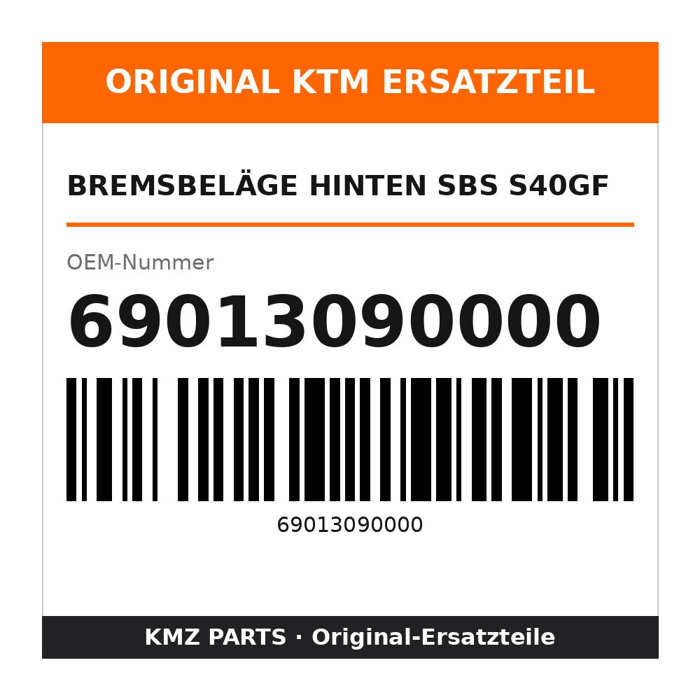 KTM Bremsbeläge hinten SBS S40GF 69013090000