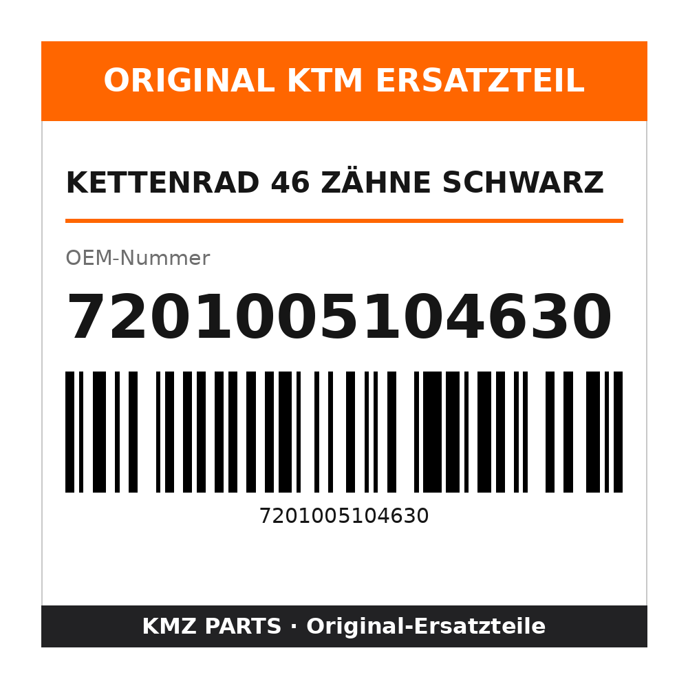 KTM Kettenrad 46 Zähne schwarz 7201005104630