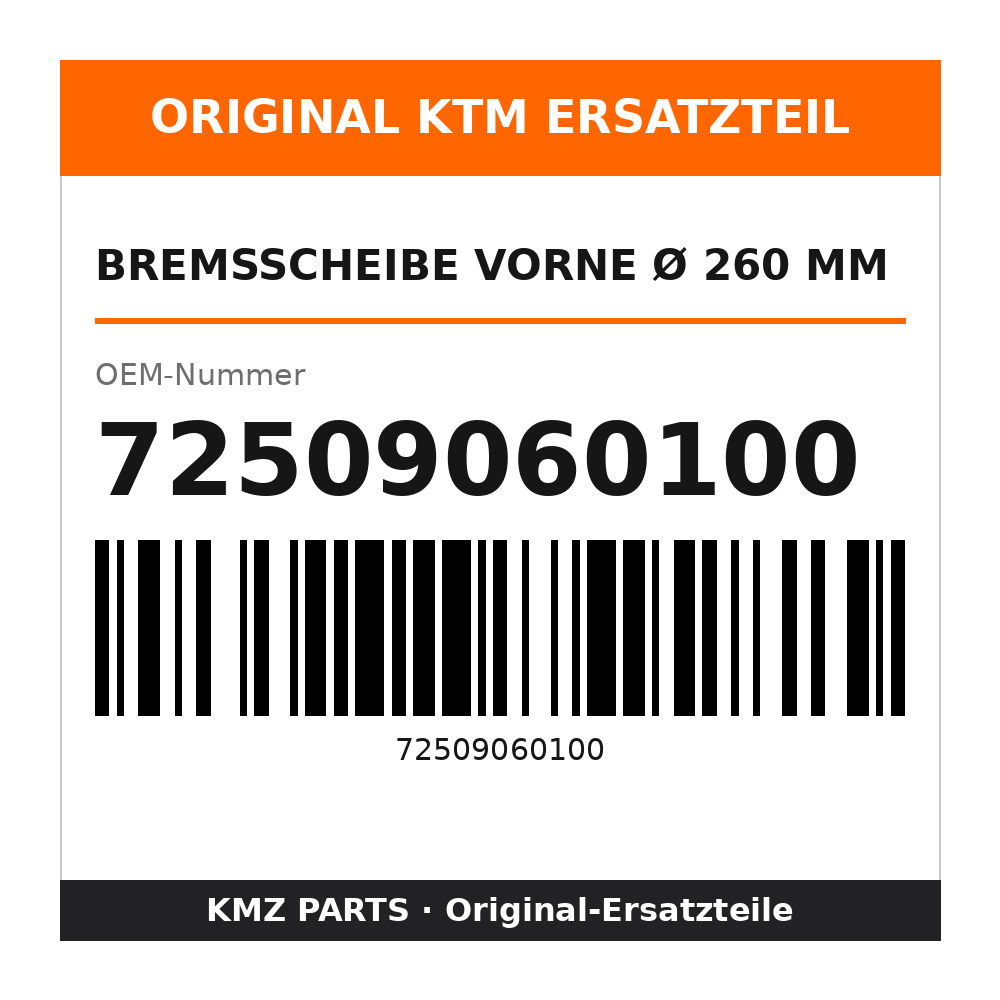 KTM Bremsscheibe vorne Ø 260 mm 72509060100