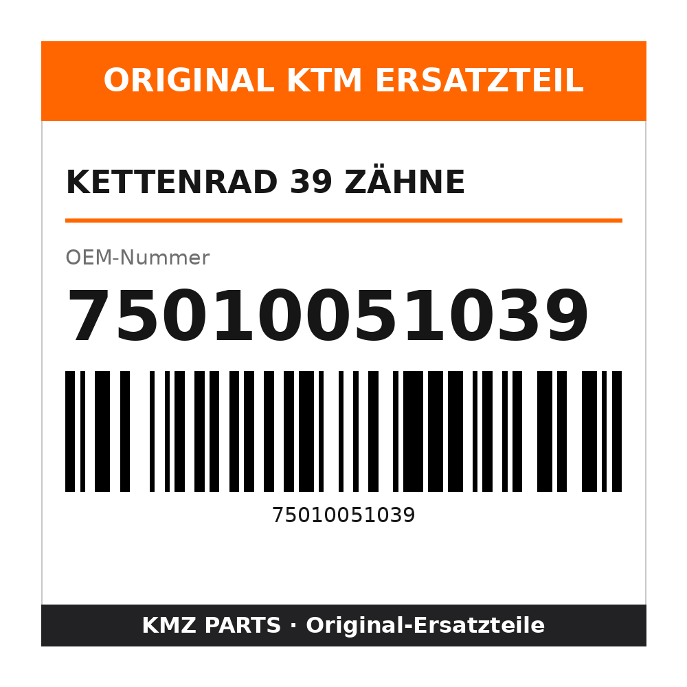 KTM Kettenrad 39 Zähne 75010051039
