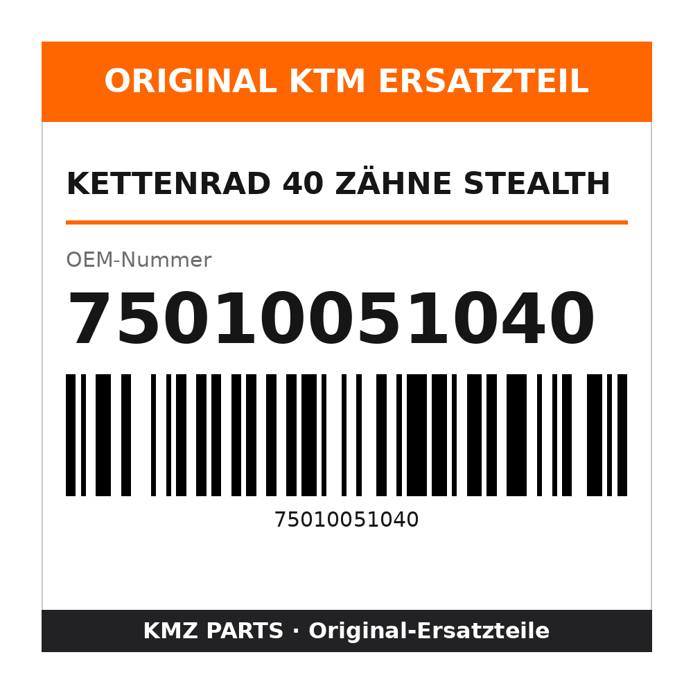 KTM Kettenrad 40 Zähne Stealth 75010051040