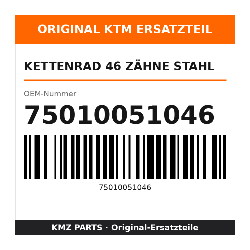 KTM Kettenrad 46 Zähne Stahl 75010051046