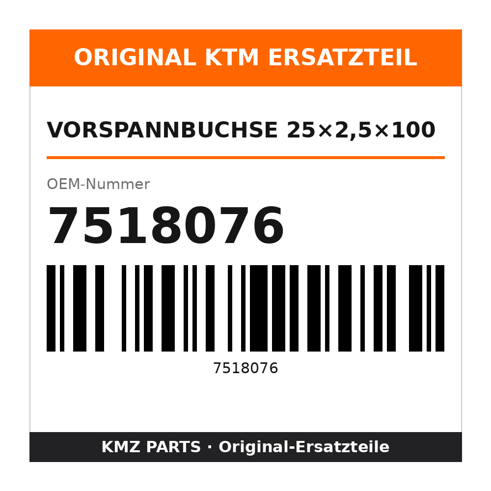 KTM Vorspannbuchse 25×2,5×100 7518076
