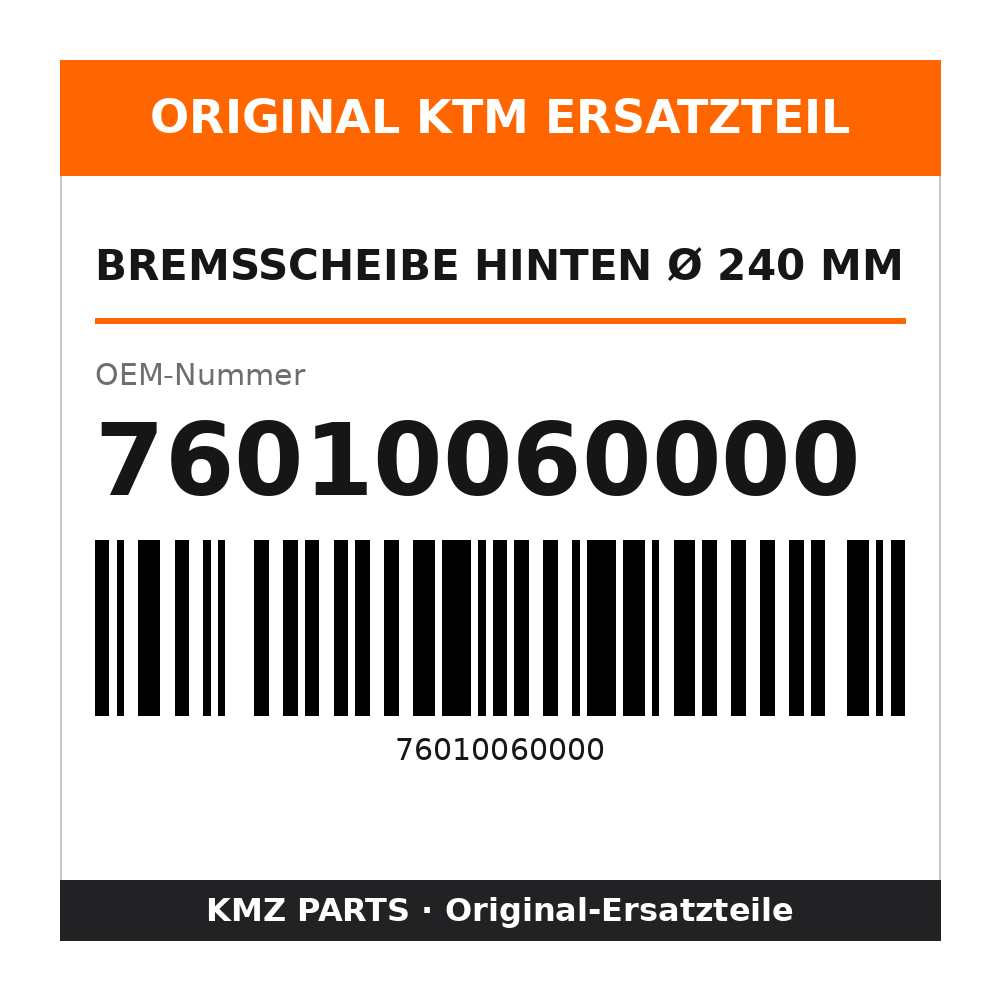 KTM Bremsscheibe hinten Ø 240 mm 76010060000