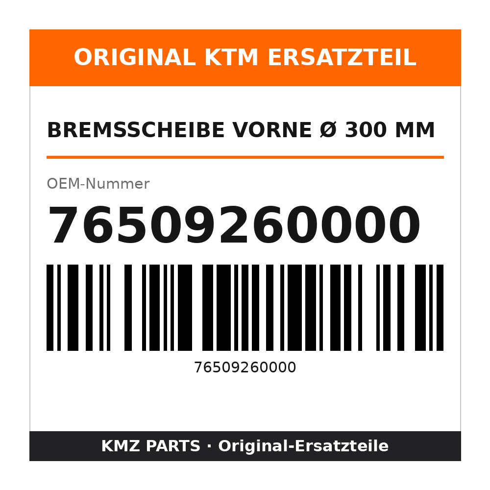 KTM Bremsscheibe vorne Ø 300 mm 76509260000