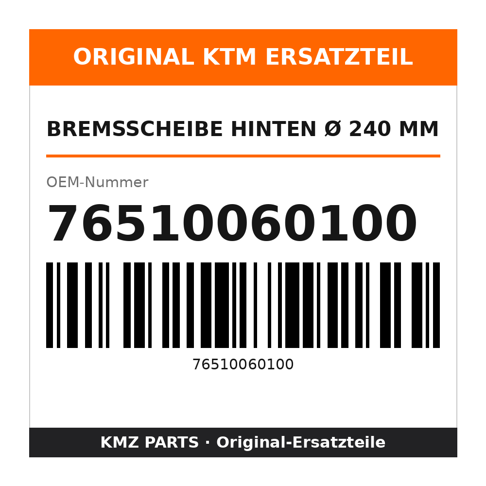KTM Bremsscheibe hinten Ø 240 mm 76510060100