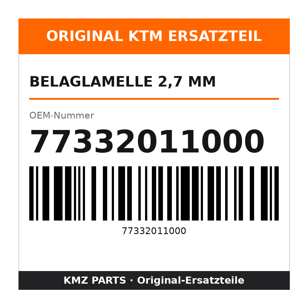 KTM Belaglamelle 2,7 mm 77332011000