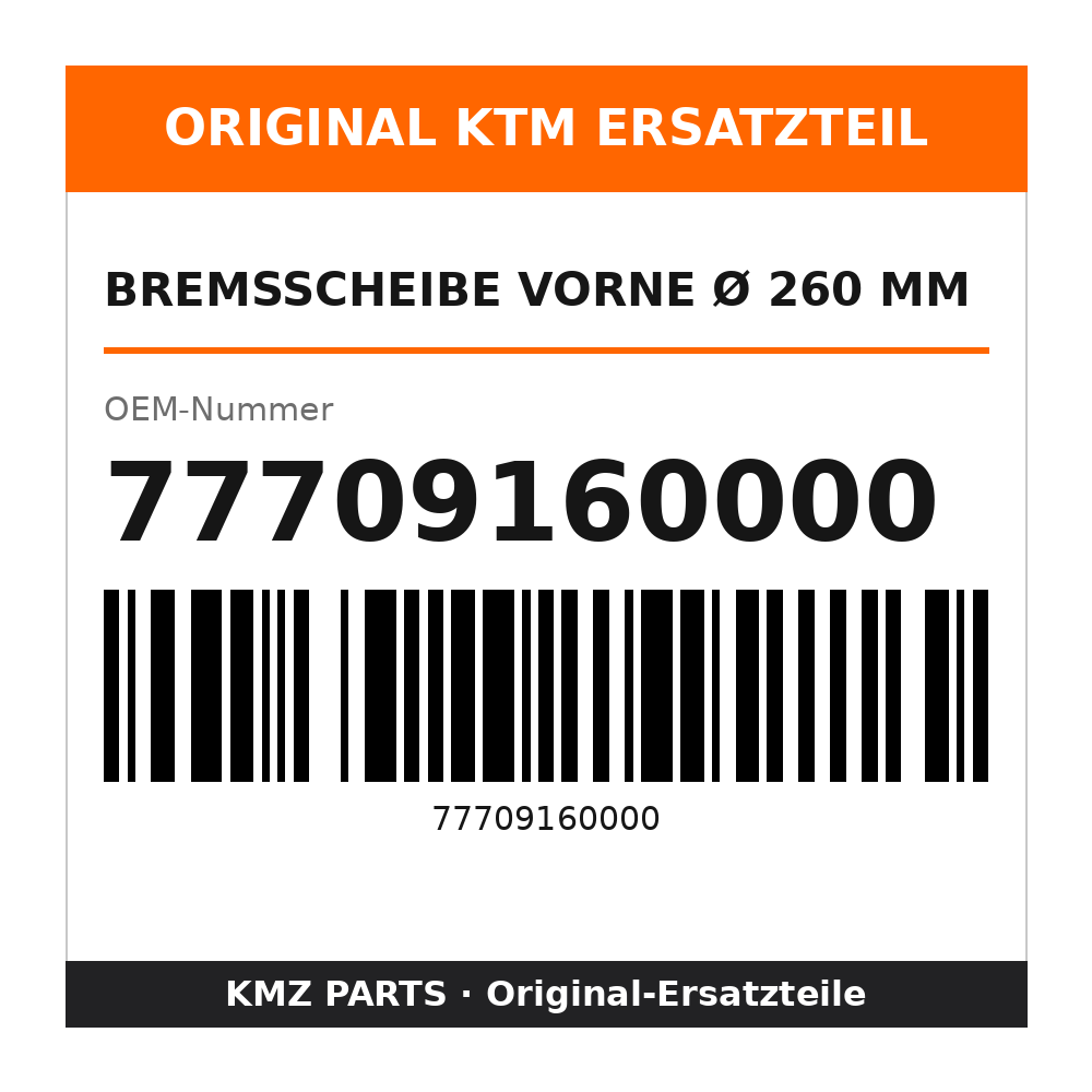KTM Bremsscheibe vorne Ø 260 mm 77709160000