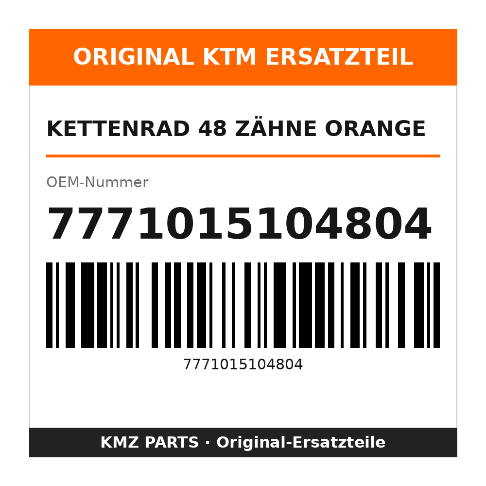 KTM Kettenrad 48 Zähne orange 7771015104804