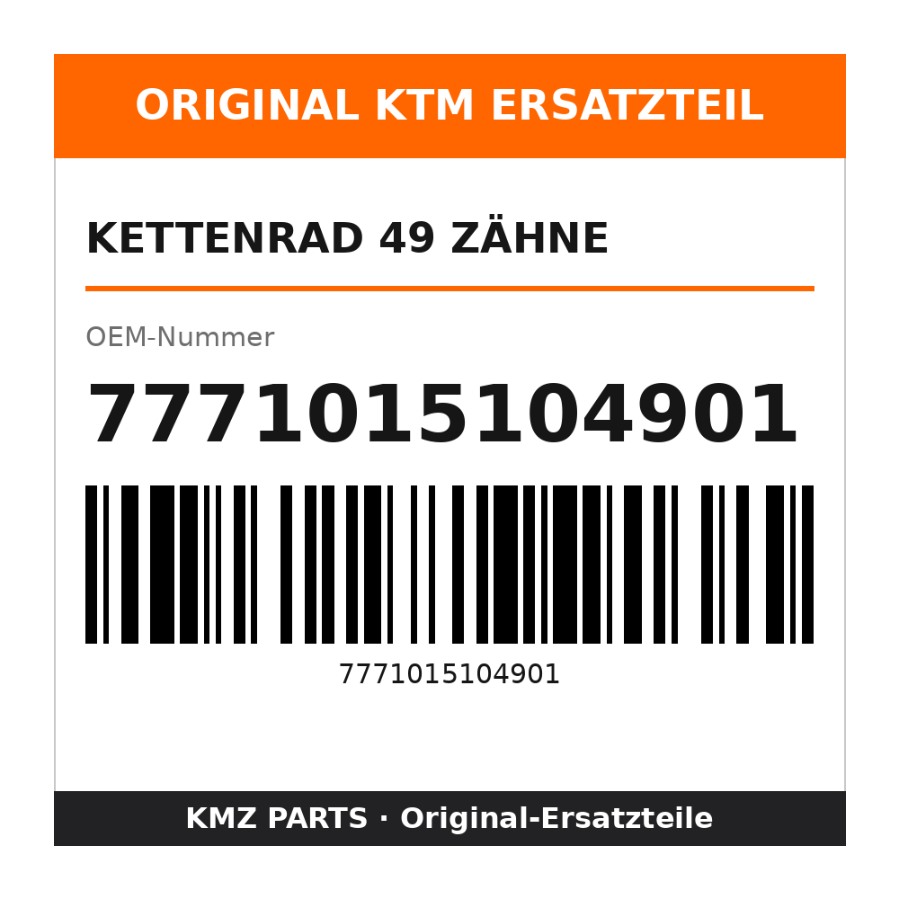 KTM Kettenrad 49 Zähne 7771015104901