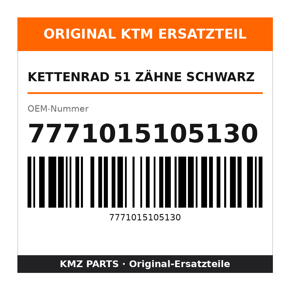 KTM Kettenrad 51 Zähne schwarz 7771015105130