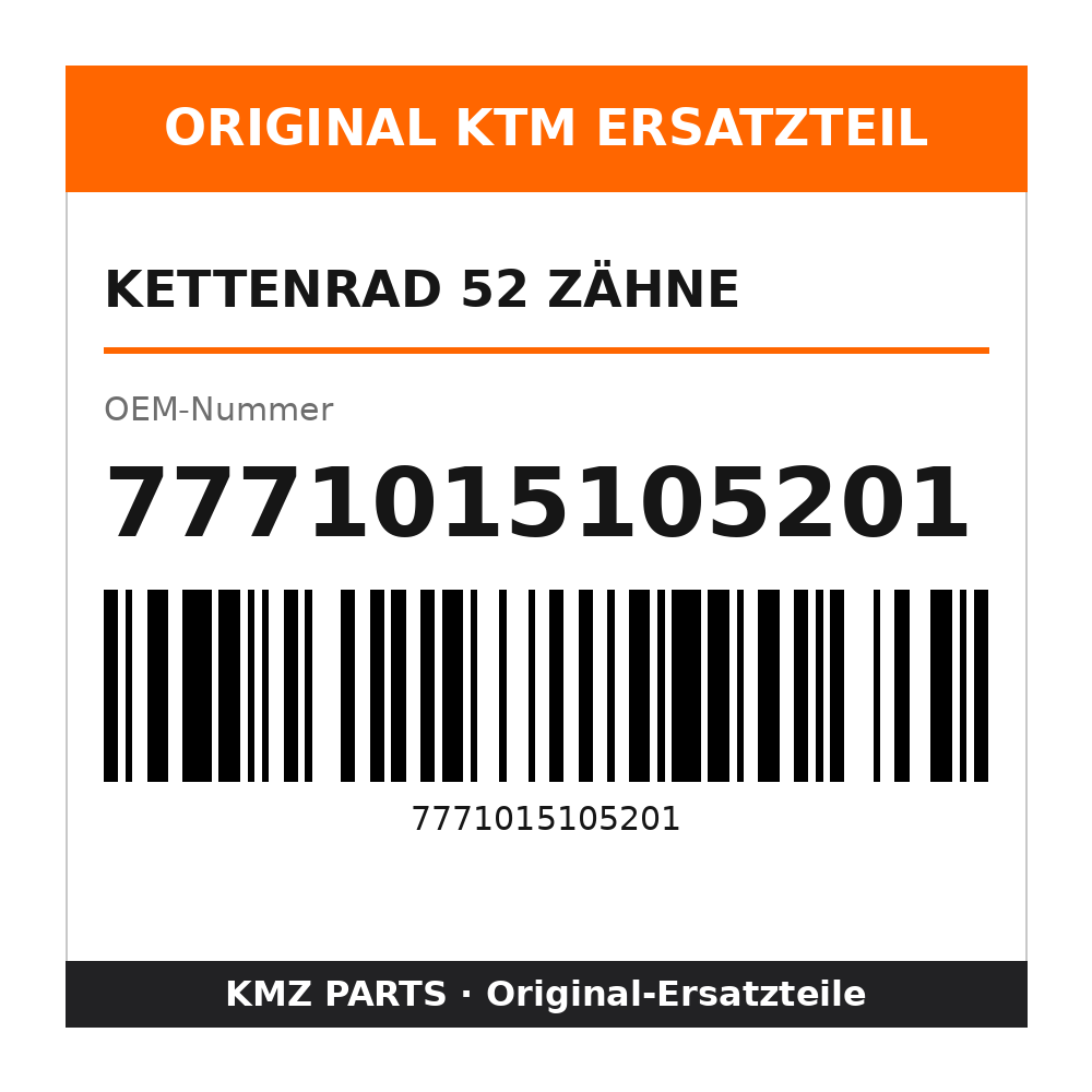 KTM Kettenrad 52 Zähne 7771015105201
