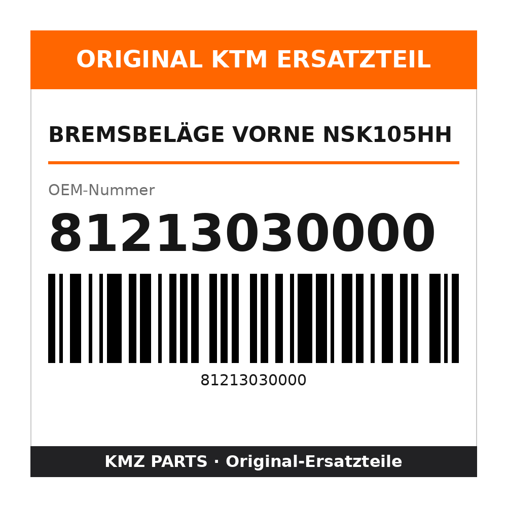 KTM Bremsbeläge vorne NSK105HH 81213030000