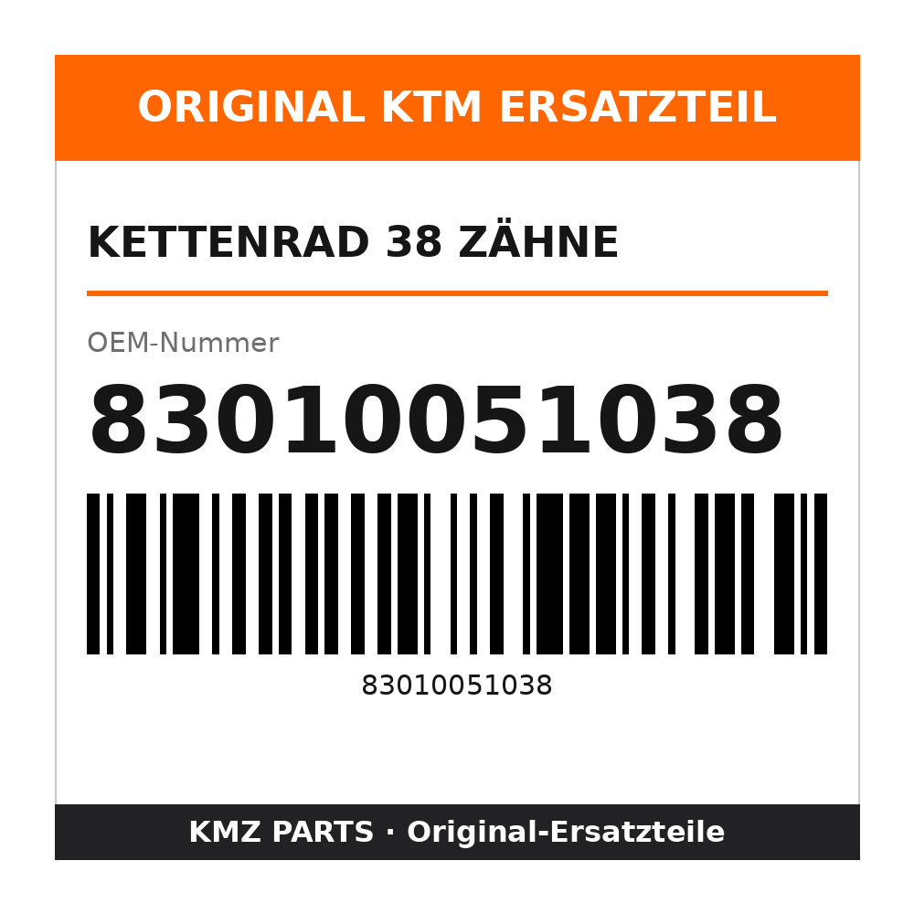 KTM Kettenrad 38 Zähne 83010051038