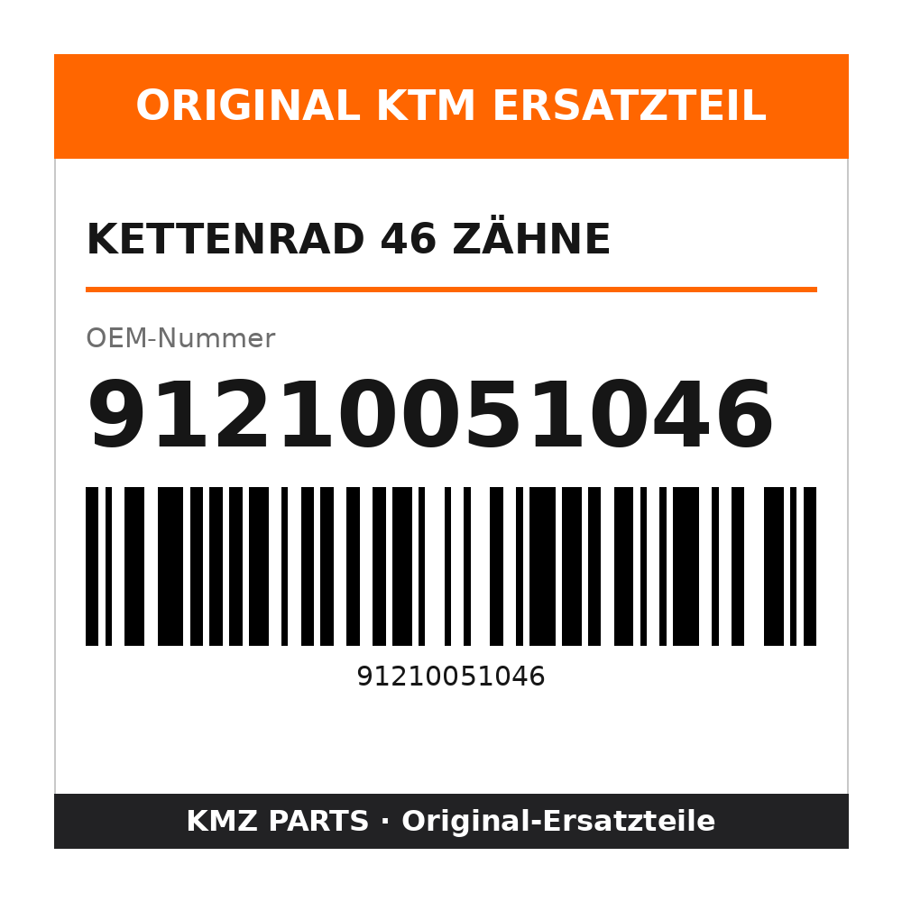 KTM Kettenrad 46 Zähne 91210051046