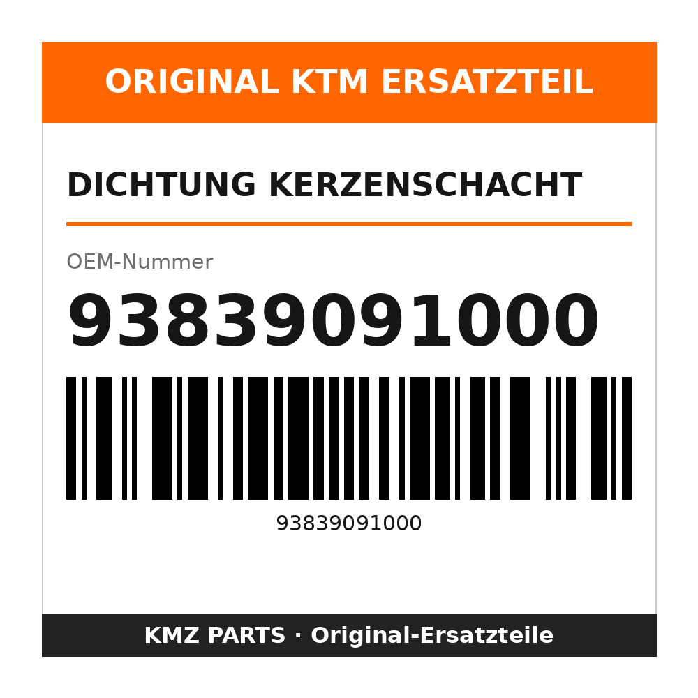 KTM Dichtung Kerzenschacht 93839091000