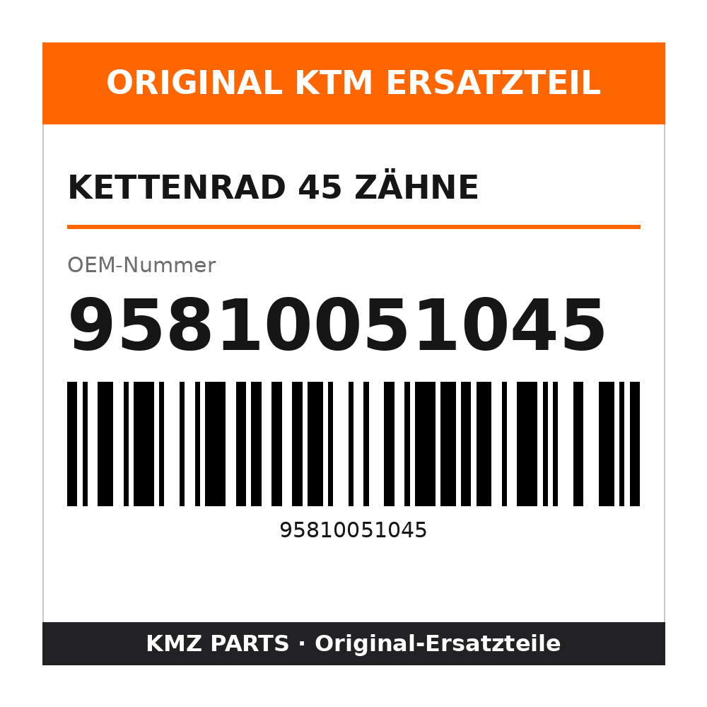 KTM Kettenrad 45 Zähne 95810051045