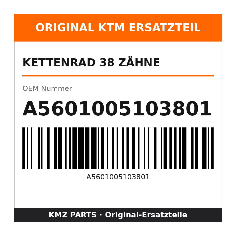 KTM Kettenrad 38 Zähne A5601005103801