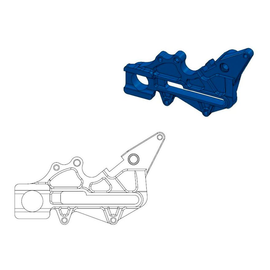 Moto-Master Bremssattel-Adapter Oversize Factory hinten 220 mm Ø blau