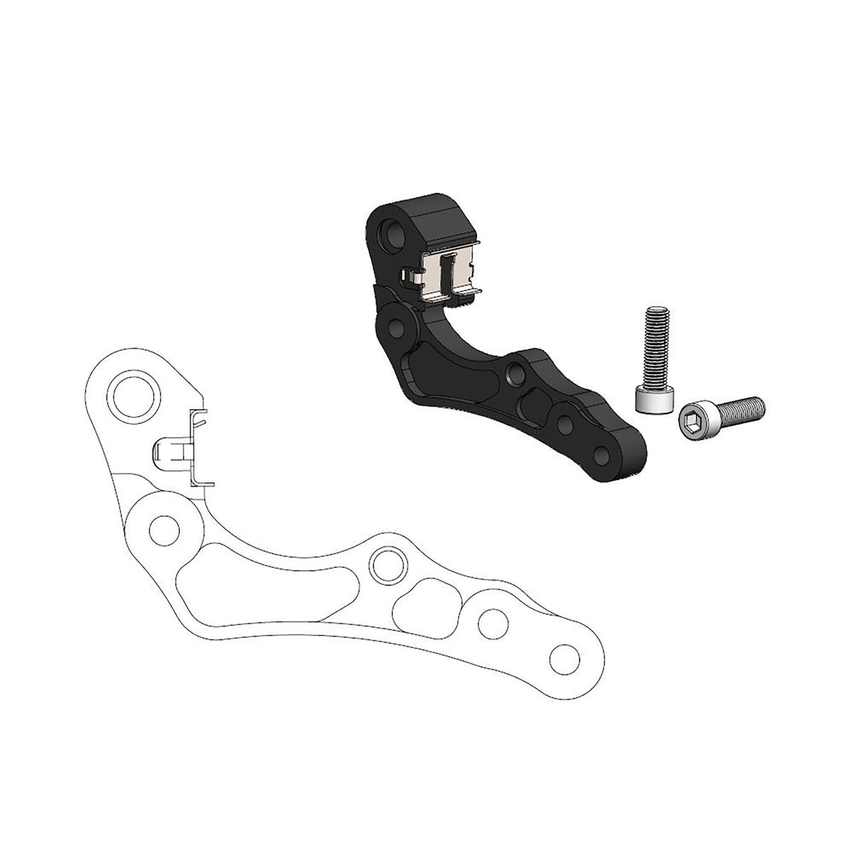 Moto-Master Bremssattel-Adapter f. OEM 260 mm Ø schwarz inkl. Clip