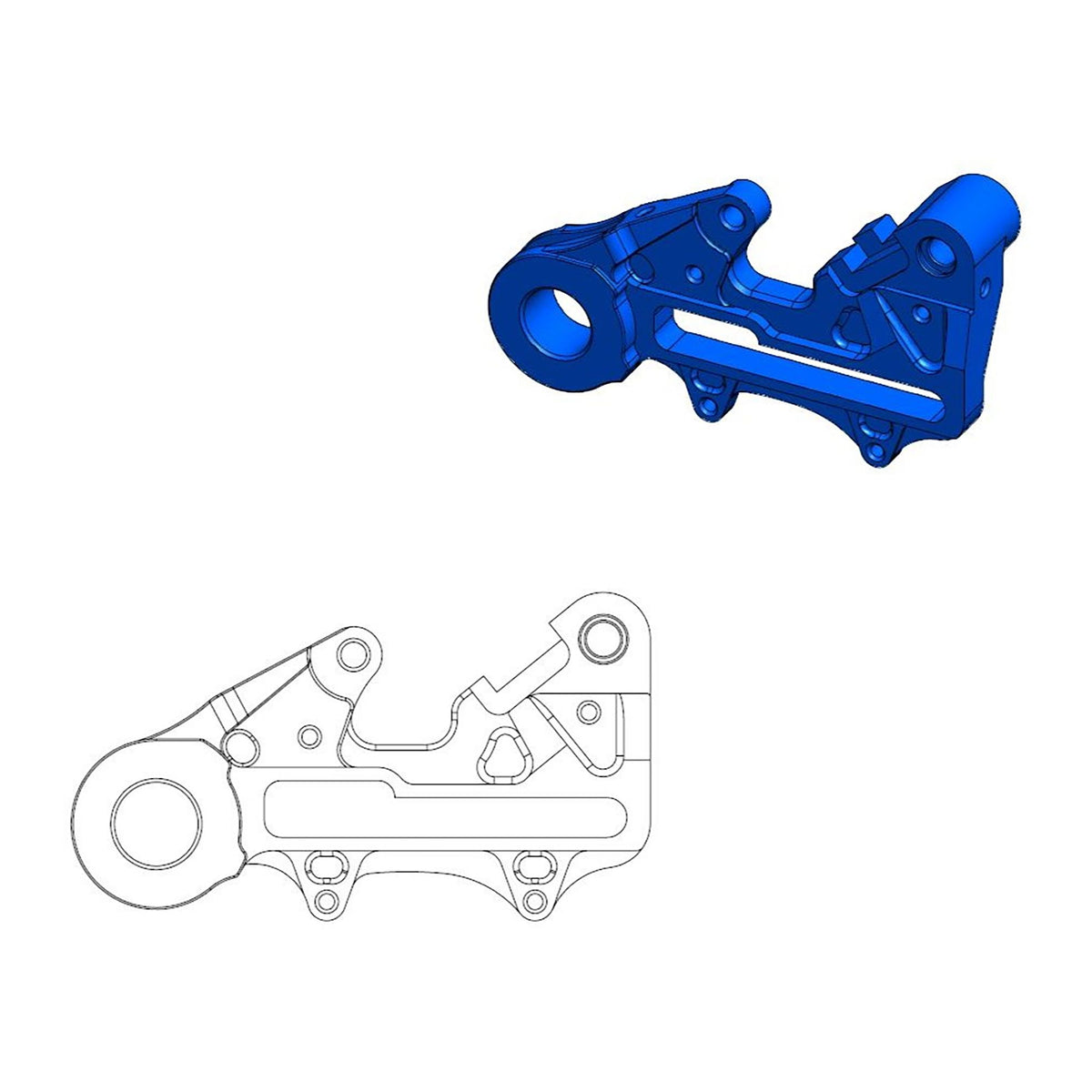 Moto-Master Bremssattel-Adapter hinten f. OEM 220 mm Ø 22mm Achse blau