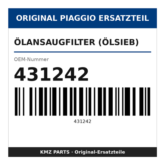 Piaggio Ölansaugfilter (Ölsieb) 431242