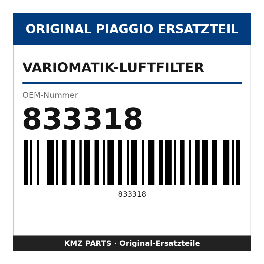 Piaggio Variomatik-Luftfilter 833318