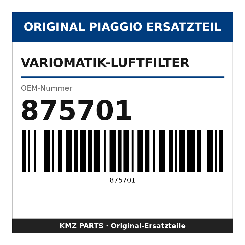 Piaggio Variomatik-Luftfilter 875701