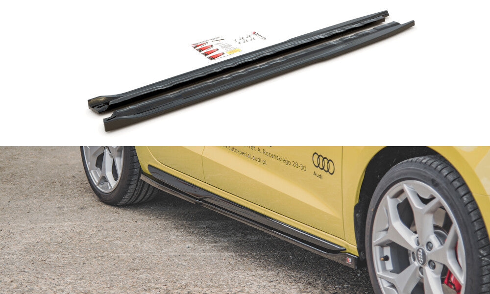 Seitenschweller Ansatz (Paar) passend für Audi A1 S-Line GB schwarz Hochglanz