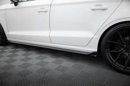 Seitenschweller Ansatz (Paar) passend für Audi A3 Limousine 8V schwarz Hochglanz