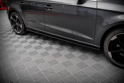 Seitenschweller Ansatz (Paar) passend für Audi A3 Sportback 8V schwarz Hochglanz