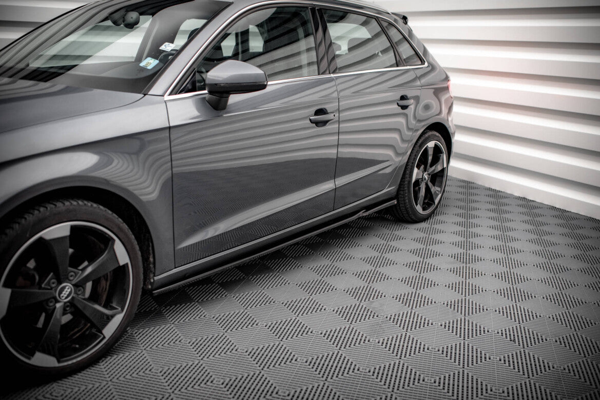 Seitenschweller Ansatz (Paar) passend für Audi A3 Sportback 8V schwarz Hochglanz