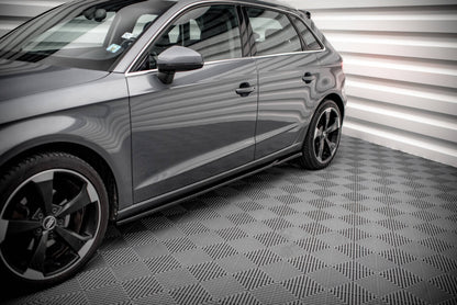 Seitenschweller Ansatz (Paar) passend für Audi A3 Sportback 8V schwarz Hochglanz