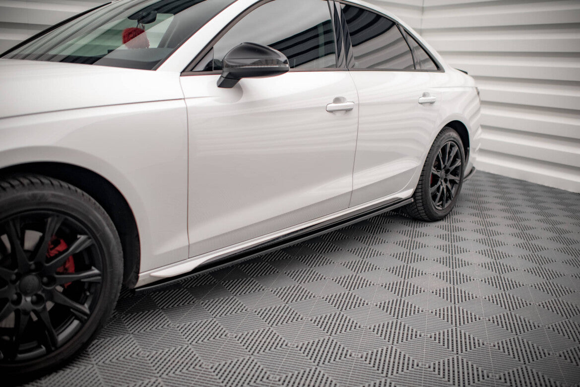 Seitenschweller Ansatz (Paar) passend für Audi A4 B9 FL schwarz Hochglanz