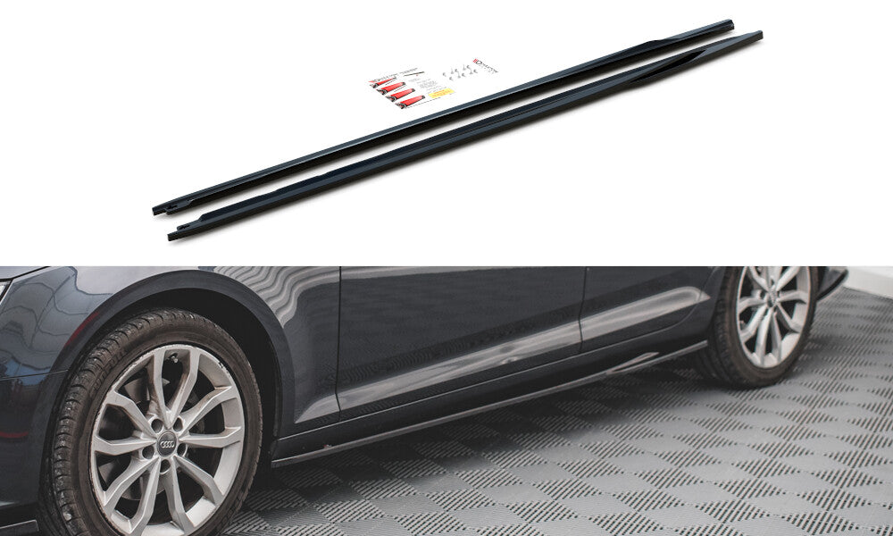 Seitenschweller Ansatz (Paar) passend für Audi A4 B9 schwarz Hochglanz