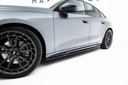 Seitenschweller Ansatz (Paar) passend für Audi A5 S-Line / S5 Limousine / Avant B10 schwarz Hochglanz