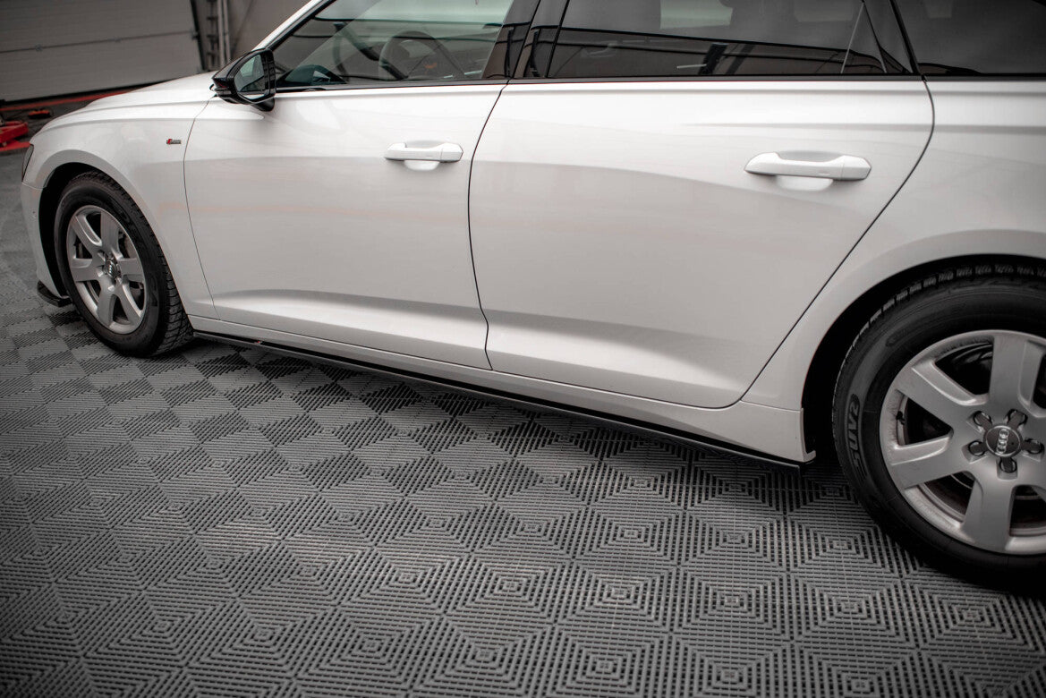 Seitenschweller Ansatz (Paar) passend für Audi A6 C8 schwarz Hochglanz