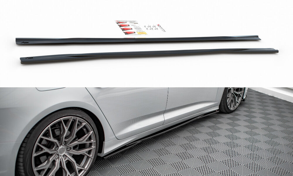Seitenschweller Ansatz (Paar) passend für Audi A6 S-Line / S6 C8 / C8 FL schwarz Hochglanz