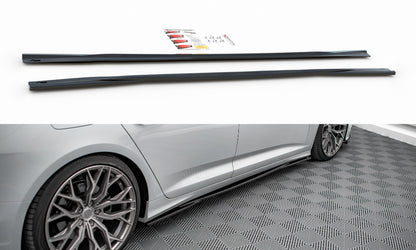 Seitenschweller Ansatz (Paar) passend für Audi A6 S-Line / S6 C8 / C8 FL schwarz Hochglanz