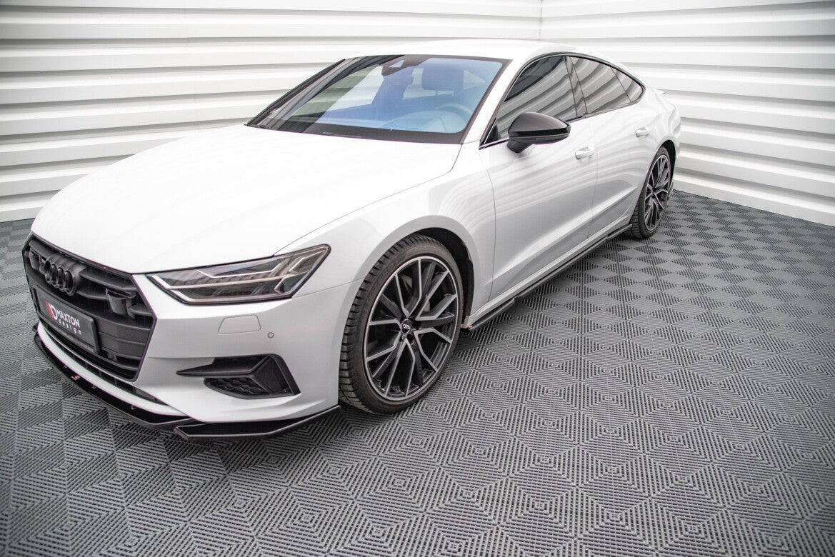 Seitenschweller Ansatz (Paar) passend für Audi A7 C8 schwarz Hochglanz