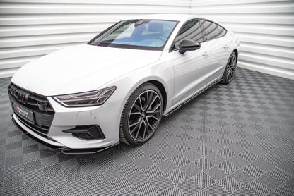Seitenschweller Ansatz (Paar) passend für Audi A7 C8 schwarz Hochglanz
