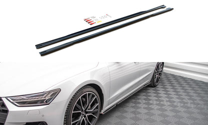 Seitenschweller Ansatz (Paar) passend für Audi A7 C8 schwarz Hochglanz