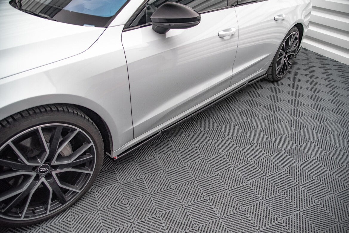 Seitenschweller Ansatz (Paar) passend für Audi A7 C8 schwarz Hochglanz