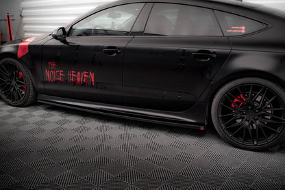 Seitenschweller Ansatz (Paar) passend für Audi A7 RS7 Look C7 schwarz Hochglanz