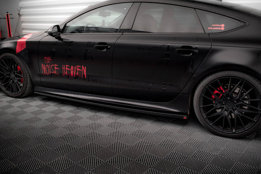 Seitenschweller Ansatz (Paar) passend für Audi A7 RS7 Look C7 schwarz Hochglanz