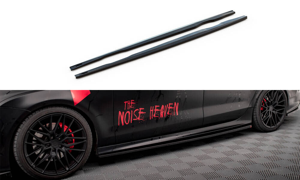 Seitenschweller Ansatz (Paar) passend für Audi A7 RS7 Look C7 schwarz Hochglanz