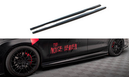 Seitenschweller Ansatz (Paar) passend für Audi A7 RS7 Look C7 schwarz Hochglanz