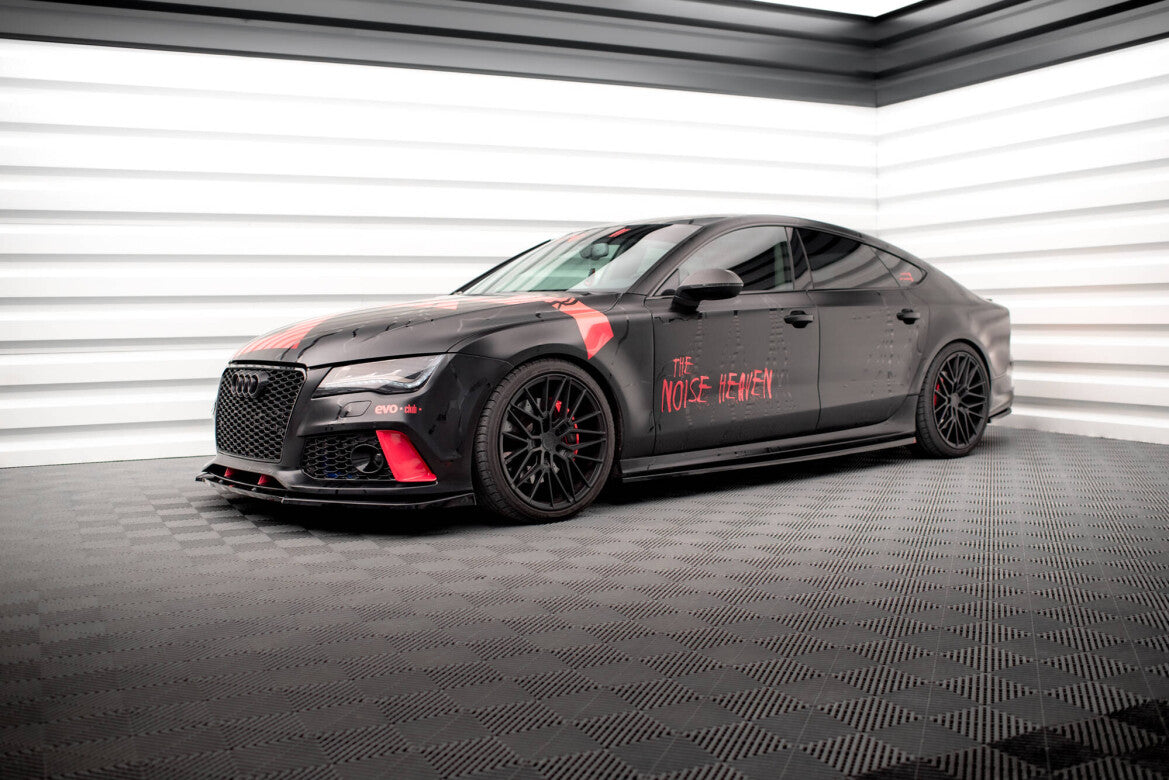 Seitenschweller Ansatz (Paar) passend für Audi A7 RS7 Look C7 schwarz Hochglanz